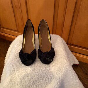 J Crew Satin Peep Toe Heels - Black